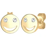 elli by julie & grace Elli Ohrringe 925 Sterling Silber mit Smiling Face in Gold | Gr.: onesize