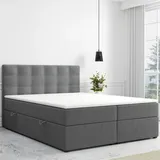 Möbel Punkt Boxspringbett ROM mit Bettkasten 180 x 200 cm Webstoff Anthrazit Bett Bettkasten