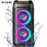 W-KING T11 100W RMS Bluetooth-Lautsprecher, IPX6 Wasserdicht, BT 5.3 Tragbare Party-Boombox Kabellos Tiefer Bass/115dB Lauter Massiver Klang