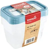 KEEEPER Tiefkühldosenset 4-teilig, Wiederbeschreibbarer Deckel, 4 x 750 ml, 15,5 x 10,5 x 8,5 cm, Mia Magic Ice, Nordic Blue