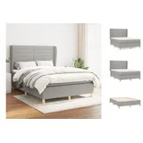 vidaXL Boxspringbett mit Matratze Hellgrau 140x190 cm Stoff