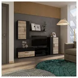 Vicco Wohnwand Berno, Anthrazit/Beige, 4-teiliges Set