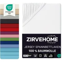 ZIRVEHOME Spannbettlaken 70x140 cm Babybett Bettlaken 100% Baumwolle Spannbetttuch für Matratzen bis 15 cm Höhe, Kinderbett Jersey Spannbettlaken Weiß