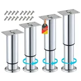 Stahlia Möbelfüße verstellbar Tischbeine Metall Chrom 150-270mm (4er Set) Ø38mm Bettfüße Füße für Möbel Sofa Füße Möbelerhöhung Schrankfüsse Möbelbeine