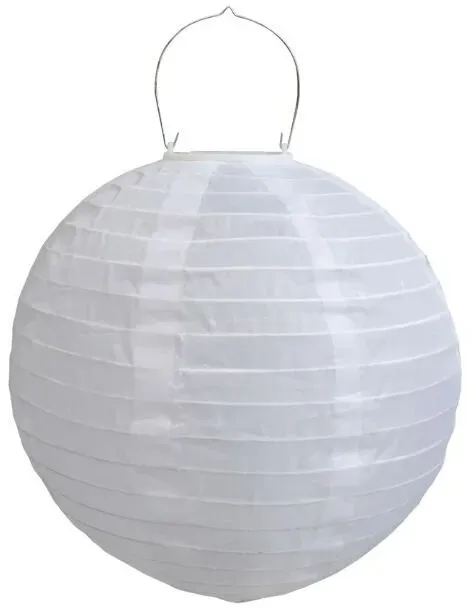 Chic Antique Reispapier Lampe mit Solarzellen, D30 cm, weiß