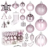 SPRINGOS Weihnachtskugeln 77 Stk, Rosa, Bruchsicher, Baumschmuck, Weihnachten, Weihnachtsbaum-arrangement, Stilvoll