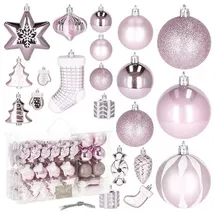 SPRINGOS Weihnachtskugeln 77 Stk, Rosa, Bruchsicher, Baumschmuck, Weihnachten, Weihnachtsbaum-arrangement, Stilvoll