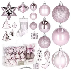 SPRINGOS Weihnachtskugeln 77 Stk, Rosa, Bruchsicher, Baumschmuck, Weihnachten, Weihnachtsbaum-arrangement, Stilvoll