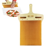 HUNYA Schiebe-Pizzaschieber – Pala Pizza Scorrevole, Sliding Pizza Peel, Pizzaschaufel Schiebe, Pizzaschieber mit Griff, Pizzawender für Innen- und Außenöfen 55x35cm