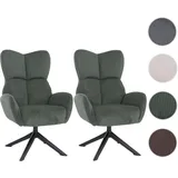 2er-Set Esszimmerstuhl HWC-Q54, Relaxstuhl Loungestuhl Polsterstuhl, drehbar Metall Cord (320g/m2) ~ grün