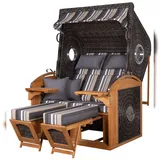 dekoVries GmbH Strandkorb deVries PURE® Sailor XL - PE stone grey - Dessin 158 - inkl. Schutzhülle