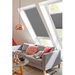 Dachfensterplissee SUNLINES "StartUp Style Honeycomb VD", grau (anthrazit, weiß), B:49,3cm H:79,5cm, Obermaterial: 100% Polyester, Plissees, mit Führungsschienen