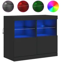 vidaXL Sideboard mit LED-Leuchten Schwarz 81x37x67 cm