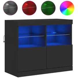 vidaXL Sideboard mit LED-Leuchten Schwarz 81x37x67 cm