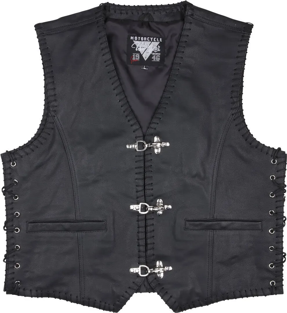 Modeka Badlands Motorfiets lederen vest, zwart, 2XL Voorman