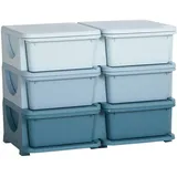 Homcom Schubladenschrank Kunststoff 37x56,5x75 cm blau 6 Schubladen