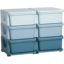 Homcom Schubladenschrank Kunststoff 37x56,5x75 cm blau 6 Schubladen