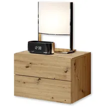 Stella Trading Livetastic Nachtschrank, Eiche Artisan, Holzwerkstoff, 2 Schubladen, 42x28x30 cm hängend, Schlafzimmer, Nachttische