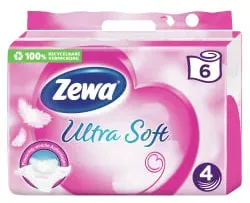 Zewa Ultra Soft Toilettenpapier, 4-lagig 29288 , 1 Packung = 6 Rollen à 150 Blatt