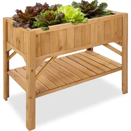 Tectake Hochbeet mit Ablage 119 x 53 x 90 cm braun