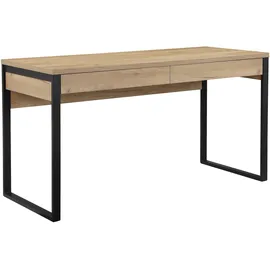 OTTO home Schreibtisch OTTO HOME "Moid, Computertisch im modernen Design", schwarz (eiche natur, schwarz, schwarz, eiche natur), B:140cm H:77cm T:60cm, Tische, Schreibtisch, Breite 120/140/160 cm, mit Metallbeinen & Schublade