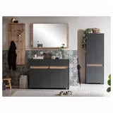 Lomadox Garderoben-Set CORATO-80, (Spar-Set, 4-St), Flur Garderobenmöbel Sideboard Flurschrank Paneel anthrazit Eiche grau