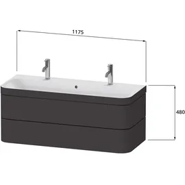 Duravit Waschtischunterschrank 2 Schubkästen 117,5 x 49 x 48 cm Taupe Supermatt