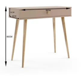 bettso Schminktisch, Beige, Holzwerkstoff, 1 Schubladen, 90x80x39 cm, Wohnzimmer, Wohnzimmertische, Konsolentische