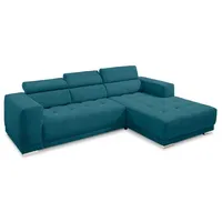 SOMETA Ecksofa Cocoon Cord Blau, Grün Petrol