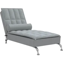 vidaXL Massage-Chaiselongue mit Nackenrolle hellgrau