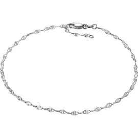 VIVANCE Fußkette "925/- Sterling Silber weiss diamantiert", weiß, Fußketten, Damen, 25+2cm, Silber 925 (Sterlingsilber), glitzernd