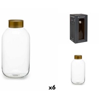 Gift Decor Dekovase Vase Durchsichtig Gold Glas 14,5 x 29,5 x 14,5 cm 6 Stück