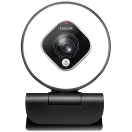Logilink UA0384 - Full-HD-USB-Webcam, 76°, Dual-Mikrofon, Autofokus, Ringlicht, Stativ, Schwarz