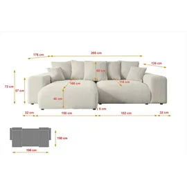 altdecor Ecksofa Cord 2-Sitzer Creme