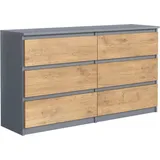 meble masztalerz Kommode Matt mit 6 Schubladen 140 cm, Sideboard Wohnzimmer, Kommode Schlafzimmer H: 78,5cm, B: 138,6 cm, T: 39 cm mit Schubladen, Schubladenschrank (Anthrazit/Lancelot)