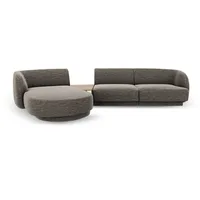 Micadoni Sofa Miley, modular mit Recamiere 3-Sitzer grau