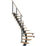 DOLLE Mittelholmtreppe Frankfurt (Breite: 75 cm, 1/4-gewendelt, Anthrazitgrau, Farbe Stufen: Eiche weiß, Geschosshöhe: 240 – 279 cm)