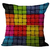 Kissenbezug 80x80 Geometrisch Gelb Rot Kopfkissenbezug 80x80 Sanft Baumwolle Leinen sofakissen mit Reißverschluss Dauerhaft Kissenbezüge 80x80 Knitterfreie Starke Atmungsaktivität Couchkissen 1 Pcs