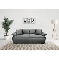 Schlafsofa HOME AFFAIRE "Romeo, B: 224 cm, Liegefl. 152x200 cm", schwarz, B:224cm H:48cm T:104cm, 100%Polyester, Sofas, Schlafsofa, Bettfunktion, Bettkasten, Armteilverstellung & 2 Zierkissen, Boxspring