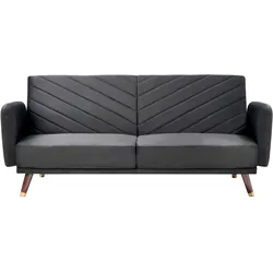 Schlafsofa SENJA Samtstoff Schwarz 3-Sitzer