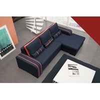 JVmoebel Ecksofa, Sofa Schlafsofa Designer Sofa mit Bettfunktion + Bettkasten blau|orange