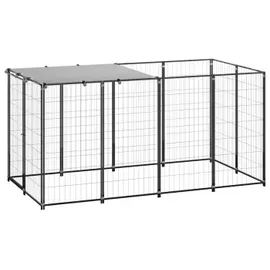 vidaXL Hundezwinger 2,42 m2 Stahl Schwarz