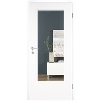 Kilsgaard Zimmertür mit Glas weiß Typ 42/LA lackiert Zimmertür hell ähnlich RAL 9010, DIN Links, 610x2110 mm,eckige Kante,ohne Verglasung