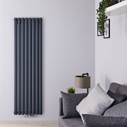 Design Heizkörper Vertikal Mittelanschluss Anthrazit 1600x472mm Warmwasser - Hudson Reed