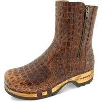 Woody Damen Veronika Clog Stiefelette, Tabacco Kroko, 36 EU