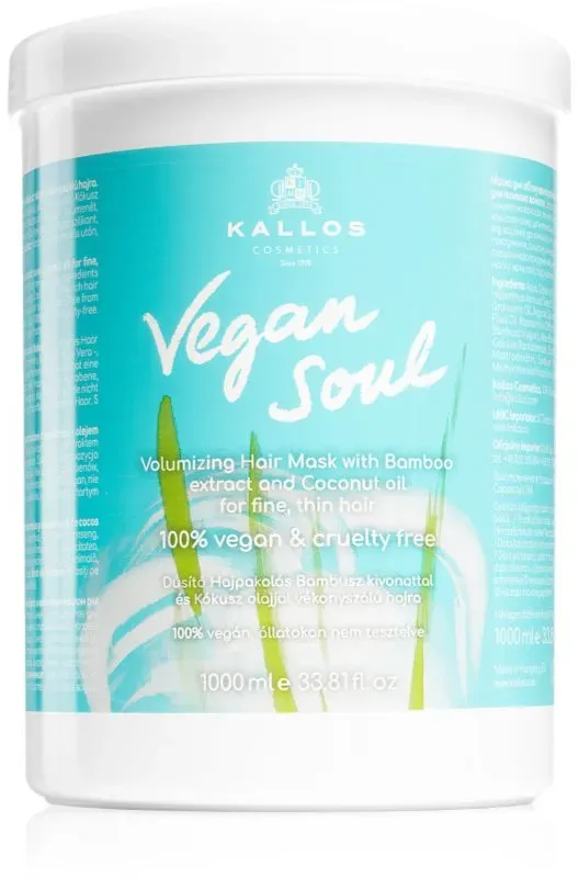 Kallos Vegan Soul Volumizing Maske mit ernährender Wirkung für mehr Haarvolumen 1000 ml