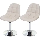 Mendler 2er-Set Esszimmerstuhl HWC-A60AM, Stuhl Drehstuhl, Chrom - Kunstleder Creme