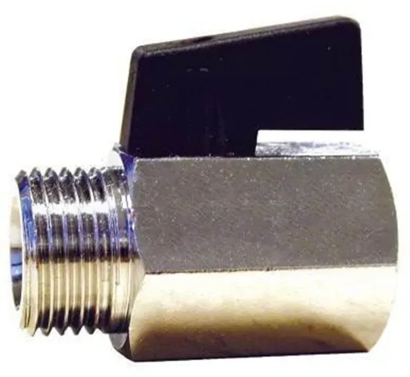 Male/female mini ball valve with black nylon lever 1/2