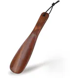 Elegaperma 19.2 cm Schuhlöffel Holz Klein, Schuhlöffel Kurz, Retro Stil Reiseschuhlöffel für Kinder, Senioren und Schwangere, Schuhanzieher Kurz Holz mit Schlüsselband, Braun - 19,2 x 4 x 1,1 cm