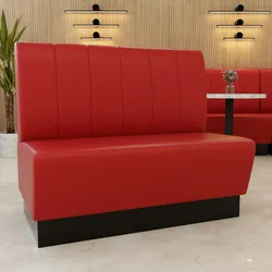BIG Möbel GmbH Gastro Sitzbank Amsterdam | 120 cm breit | Kunstleder Rot | Vertikale Steppung | Gastro Dinerbank